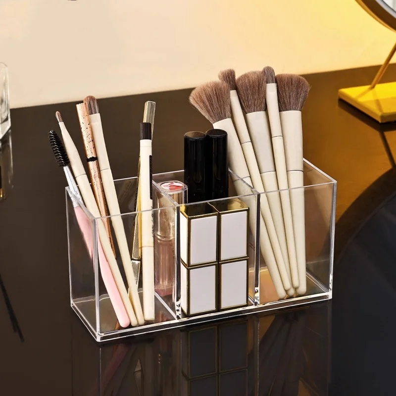 حامل مستحضرات التجميل الشفاف، فرش المكياج، صندوق تخزين الأدوات، حامل فرشاة المكياج، منظم الطاولة، أداة المكياج