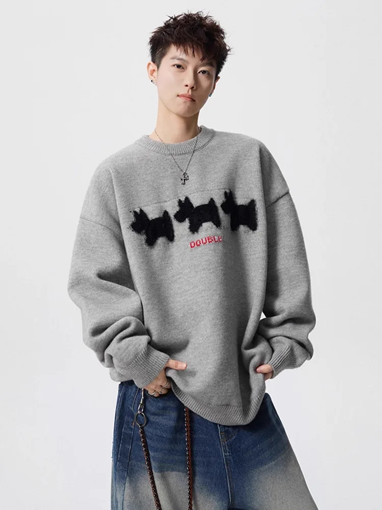 New Crew Neck Sweater For Men Women Trendy Brand Clothing Loose Long-Sleeve Knit Pullover Couple Autumn Winter American Tops