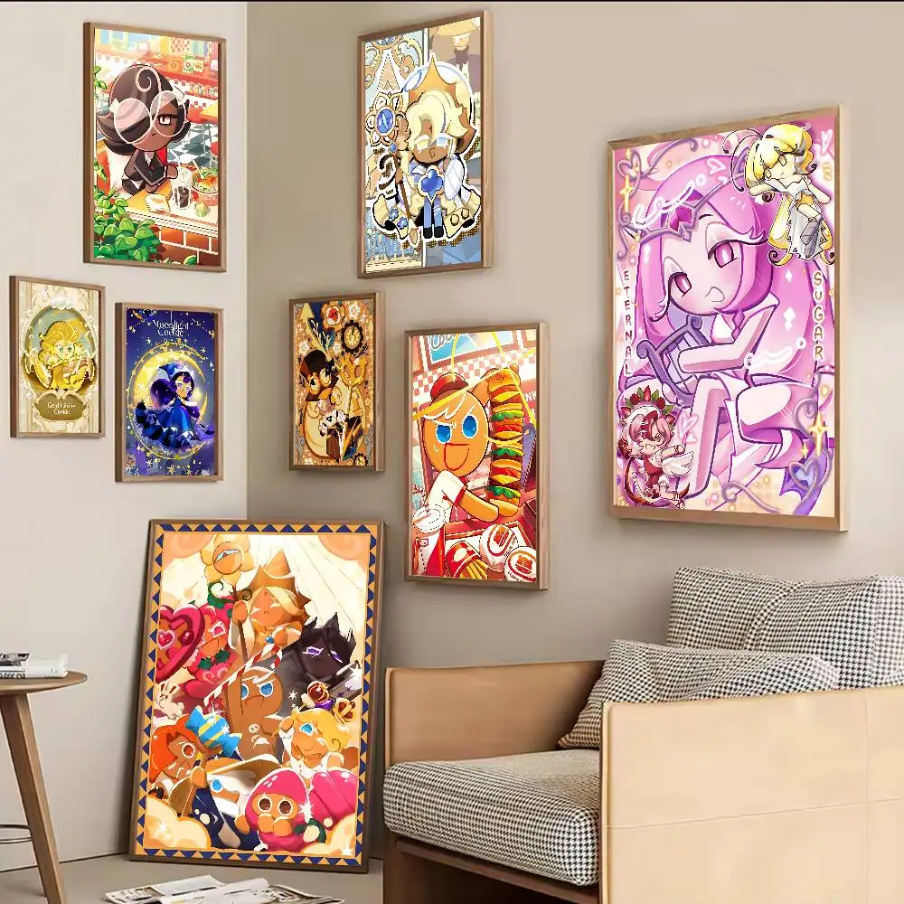 Mobile Game Cookie Run Kingdom Anime Posters Sticky Whitepaper Sticker DIY Room Bar Cafe Kawaii Room Decor