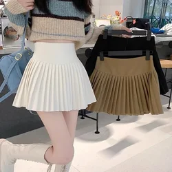 2024 Summer Lady Comfortable Elastic Daily Mini Skirts Female Korean High Waisted Short Skirts Women Solid A-line Pleated Skirts