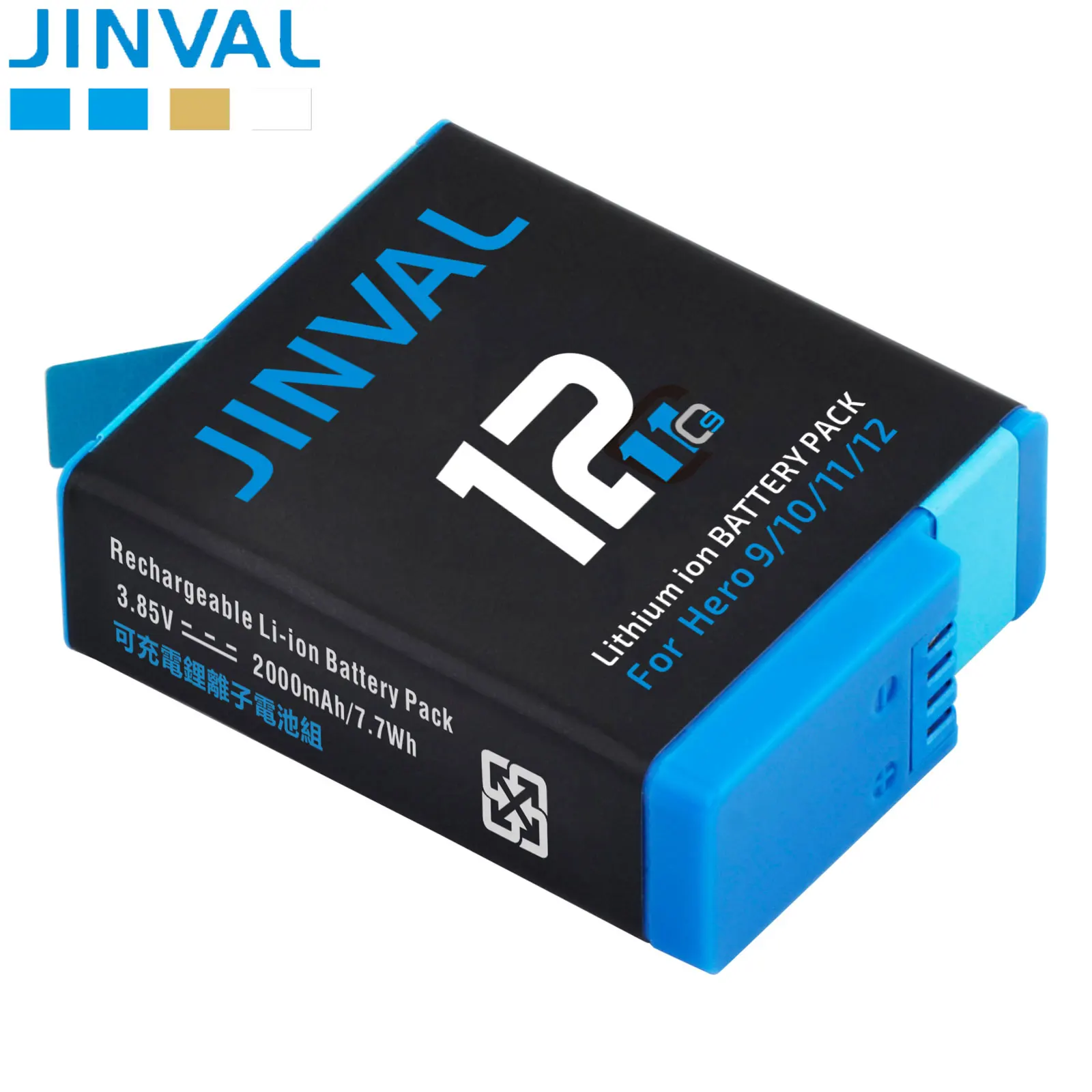 JINVAL For Gopro Hero 12 2000mAh Battery Action Camera Batteries + Quick Charging Triple Charger Case For go pro 9 10 11 12