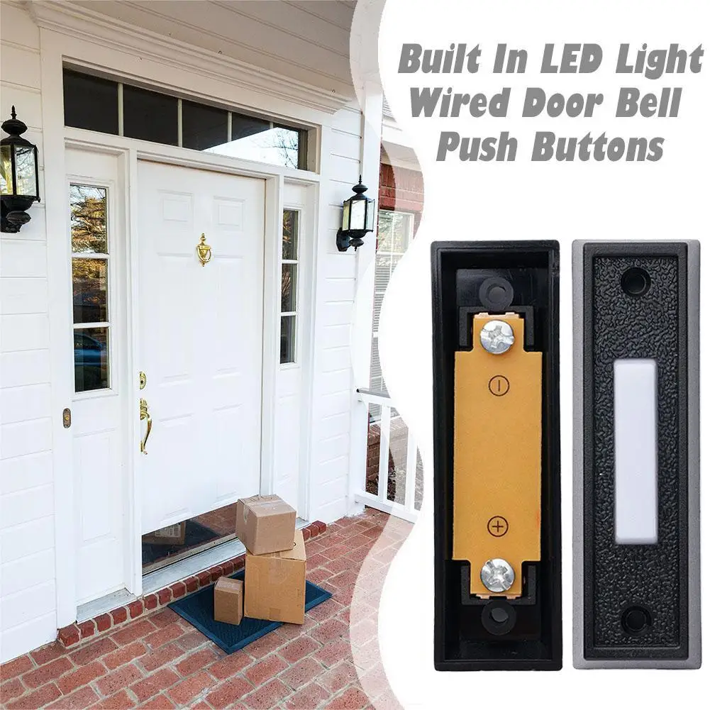 1/2PCS Wired Doorbell Button with LED Light, Replacement Of Doorbell Ring Button, Wall Mounted Door Opener Switch