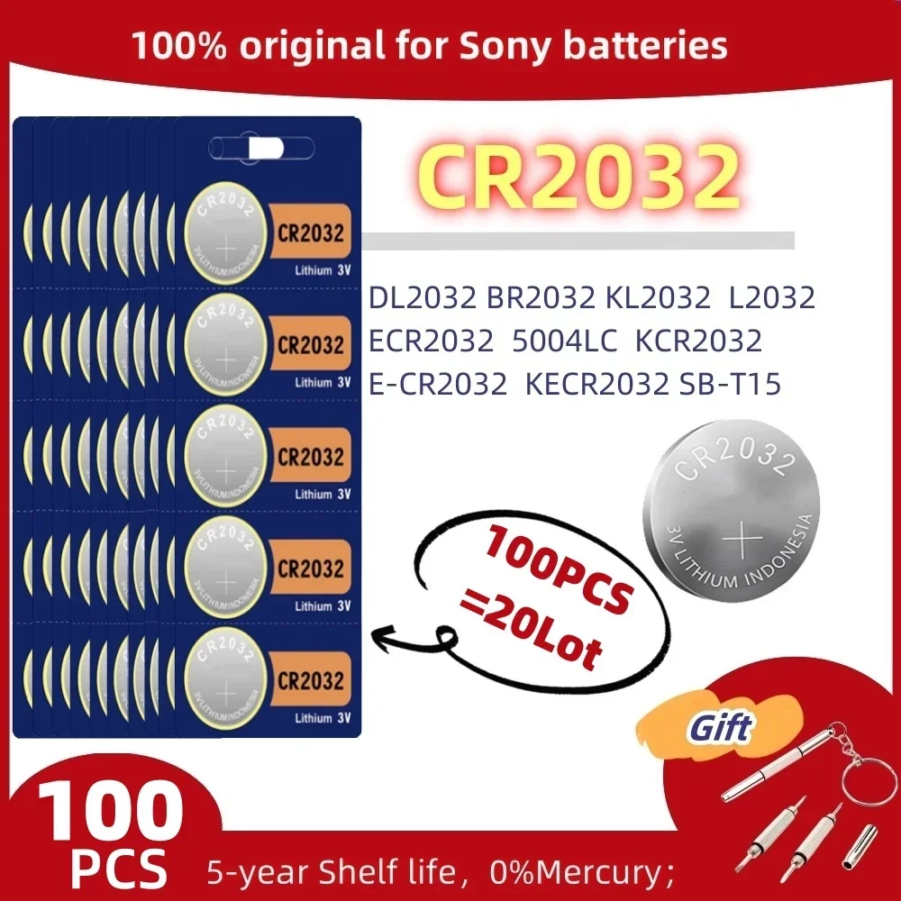 100PCS Original For Sony CR2032 CR2025 CR2016 CR1632high quality Lithium Battery Watch Car Key Remote Control Button Coin Cells