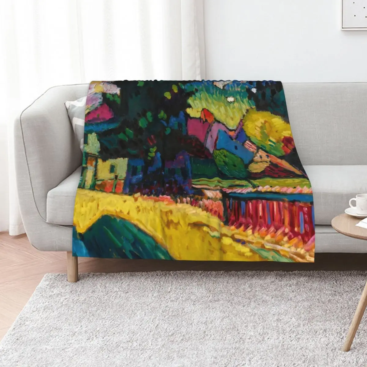 Wassily Kandinsky Murnau - Landscape with Green House Throw Blanket Travel For Decorative Sofa Sofa Thin Blankets