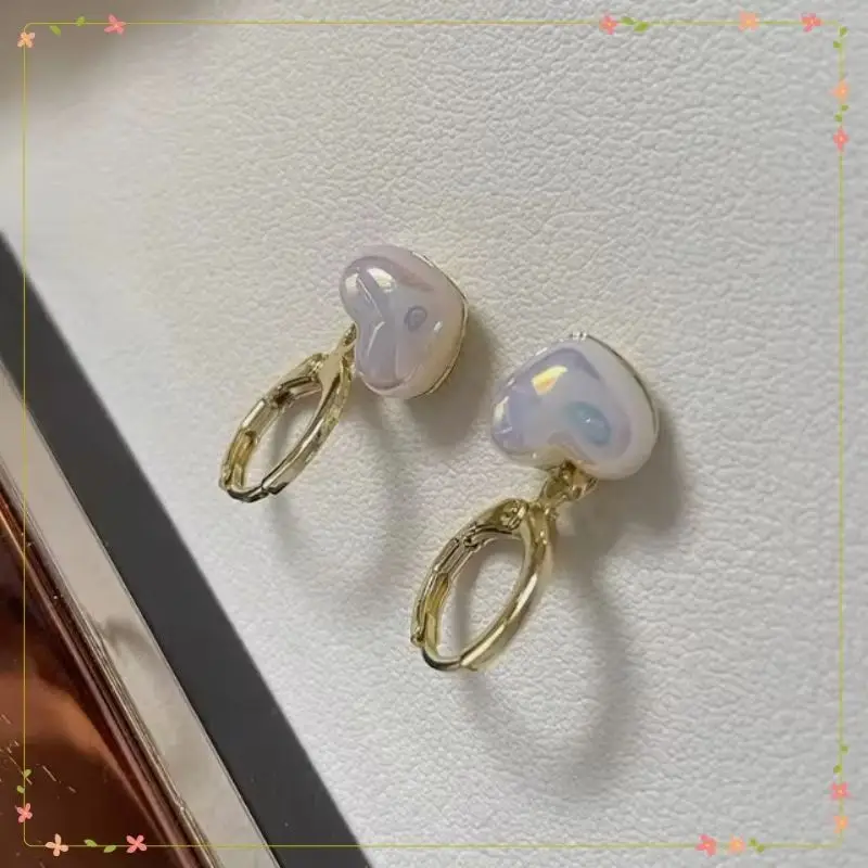 Newly Classic Design Pearl Heart Pendant Earrings Fashion Jewelry Party Girl's Sweet Temperament Accessories For Women Earrings