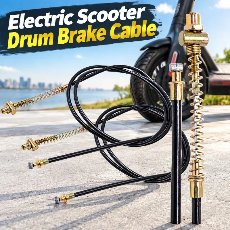 E-moped Drum Brake Cable Kit Front Rear Pull Wire 1.2m 1.95m 2.2m 2.5m for Pedal Electric Scooter Brake Replacement Motorbike