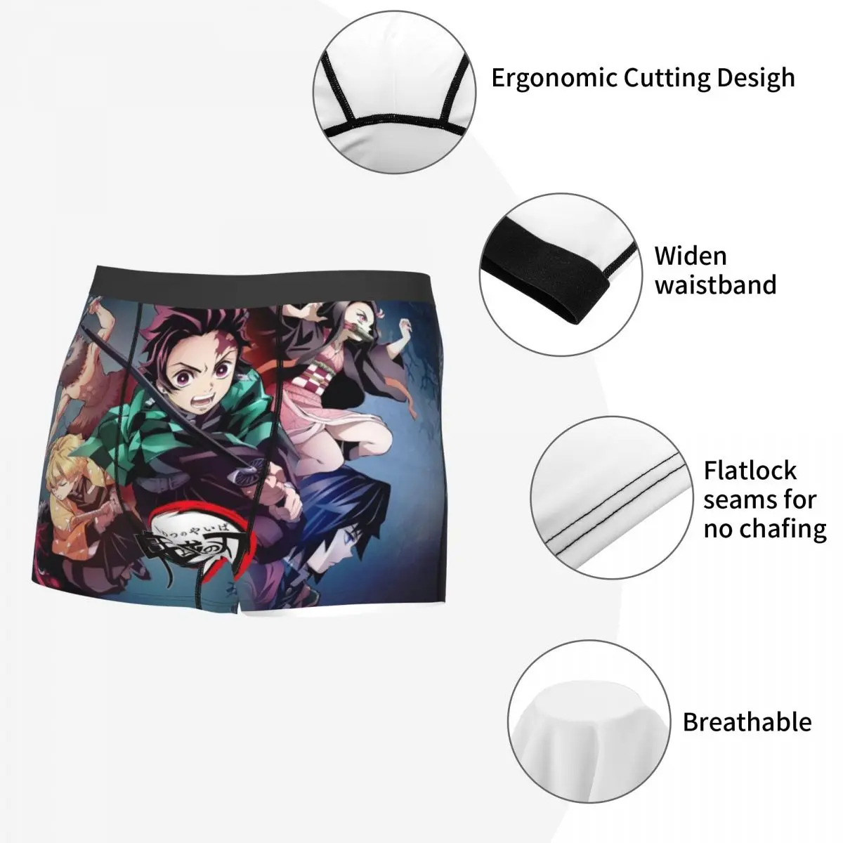 Cool Tanjiro Kimetsu No Yaiba Manga Boxers Shorts Panties Men\'s Underpants Comfortable Kimestu No Yaiba Anime Briefs Underwear