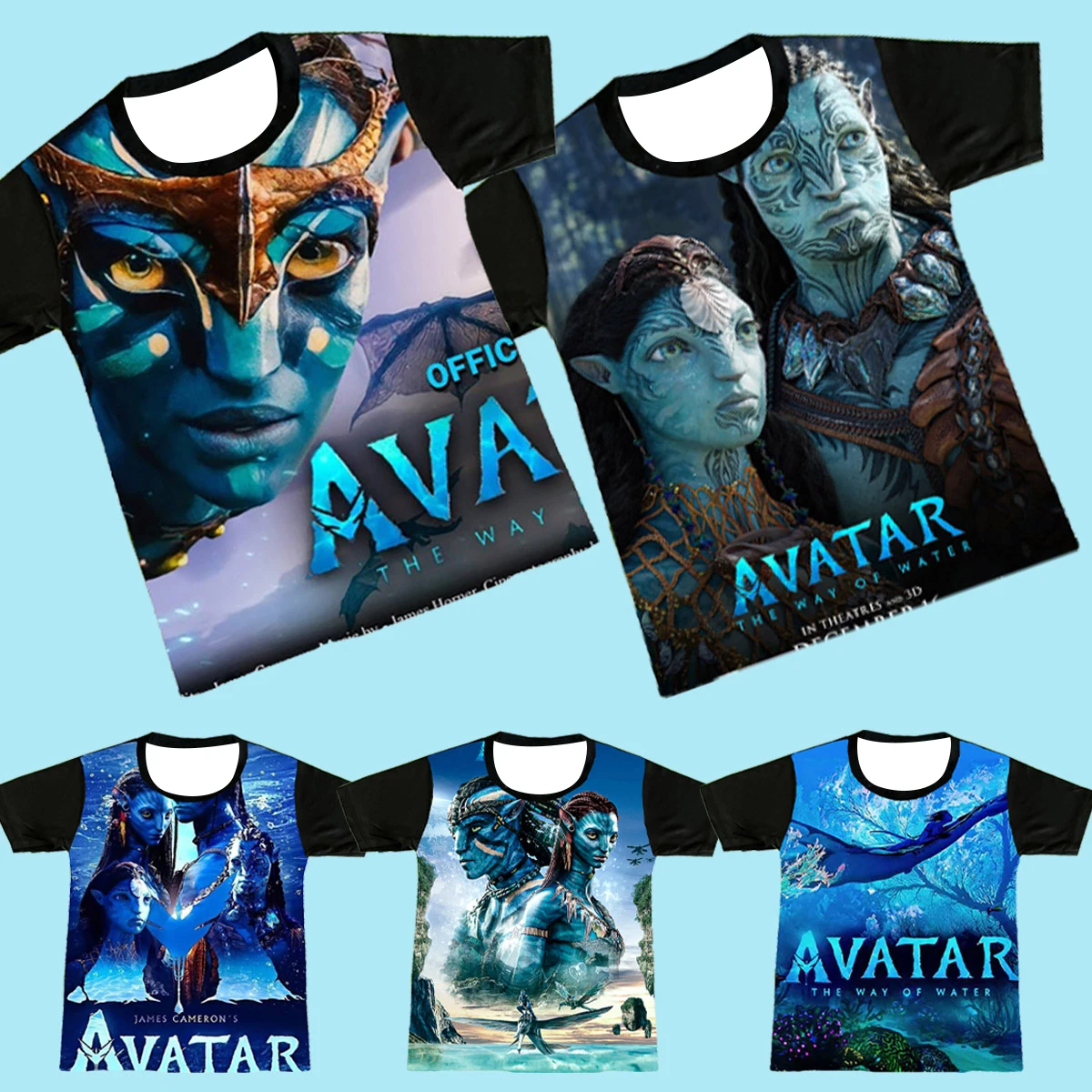 Newest Adult and Kids Avatar: The Way of Water 3D Printed T-Shirt, Immersive Pandora Planet, Sci-Fi Style Street Smash