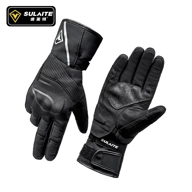 SULAITE Winter Full‑Finger Motorcycle Gloves Warm Touchscreen Anti‑Slip Palm Reflective Adjustable Wrist Motorbike Accessories