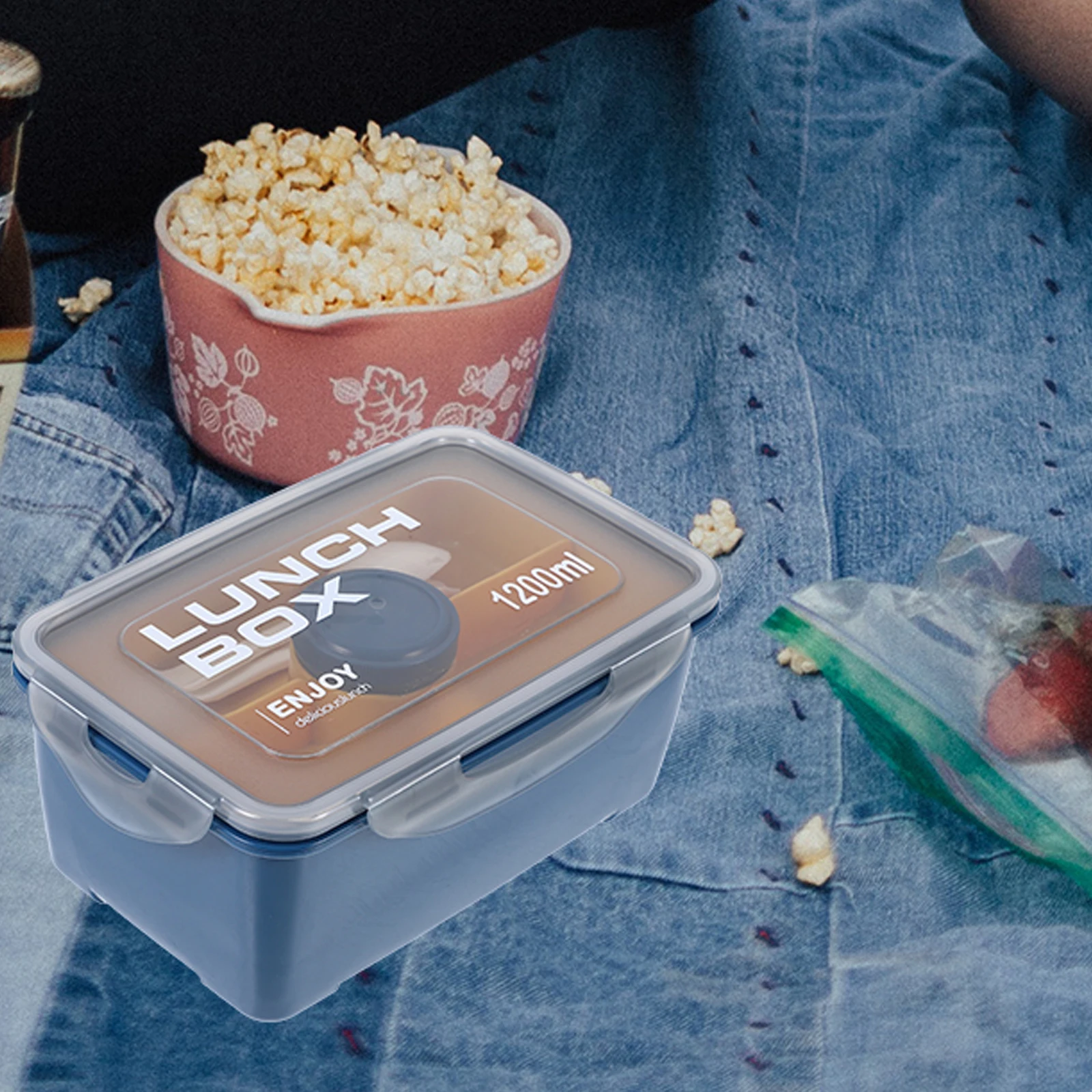 

1200ML Brown Portable Lunch Containers Microwavable Salad Container PP Material Fruit Boxes Heatable Food Containers