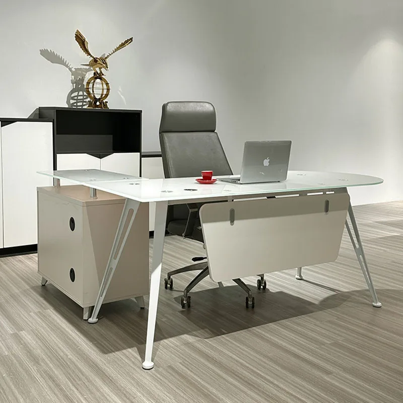 Supplies Corner Office Desk Luxury Floor Glass European Executive Computer Desks Writing L Shaped Mesa De Computador Furniture