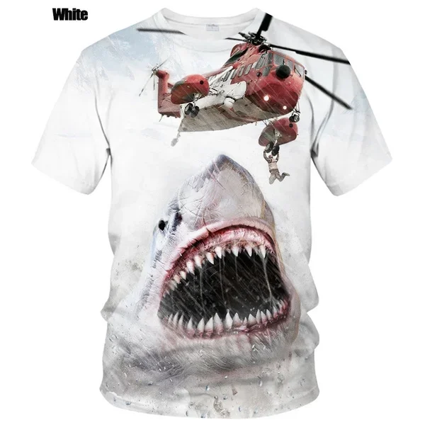 New Summer Fashion Slim T-shirt 3D Printing T-shirt 3D Shark Men\'s/women\'s Short-sleeved Casual Round Neck Top Men\'s Clothing