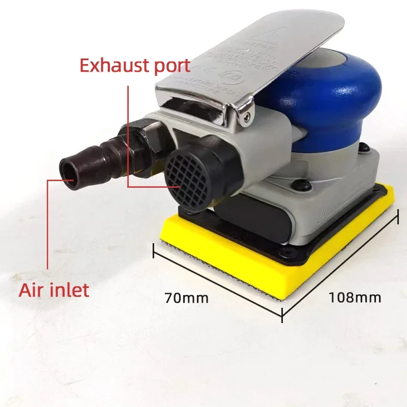 Pneumatic Square Dry Sander 70×108 mm, Orbital Air Polishing Machine for Auto‑detailing, Compatible With Soft‑film Sandpap