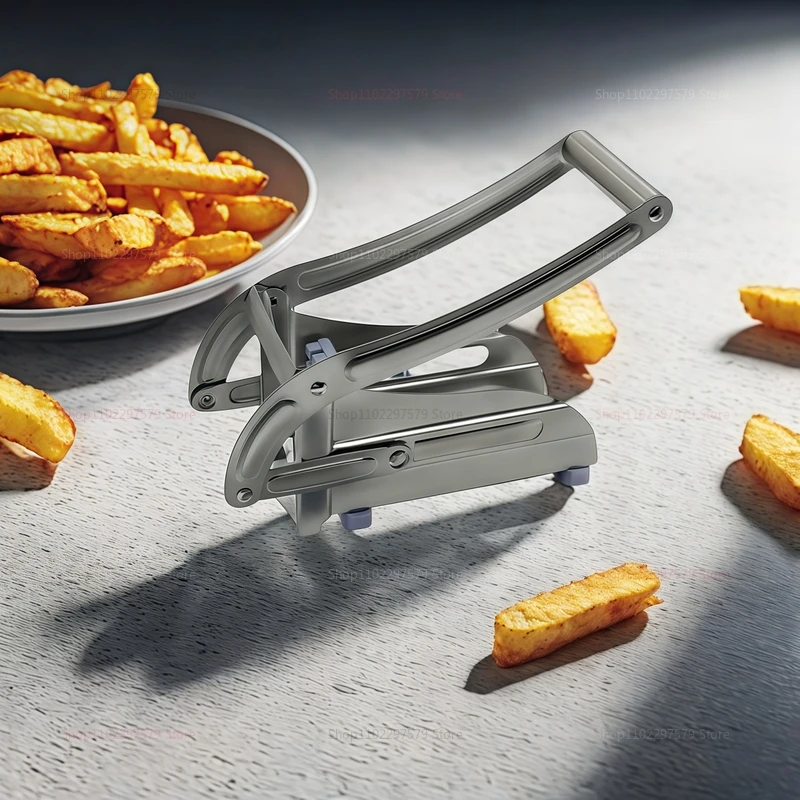 ماكينة تقطيع البطاطس السريعة متعددة الوظائف مع شفرتين، ماكينة تقطيع يدوية محمولة من الفولاذ المقاوم للصدأ