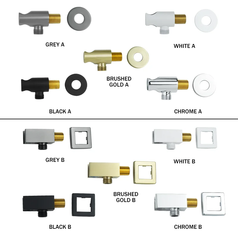 Shower Head Holder Chrome White Black Gray Gold Brass Bracket Stand Round Square For Shower Standard G1/2 Bathroom Accessories