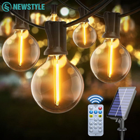 LED G40 Solar String Lights with Remote Control and Weatherproof Globe Bulbs Solar Charge Garland String Lights for Garden Decor