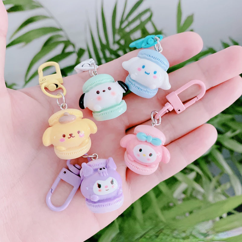 Cute hamburger Sanrio macaron key chain mymelody Cinnamoroll sweet girl heart student pendant ins girlfriends gift pendant