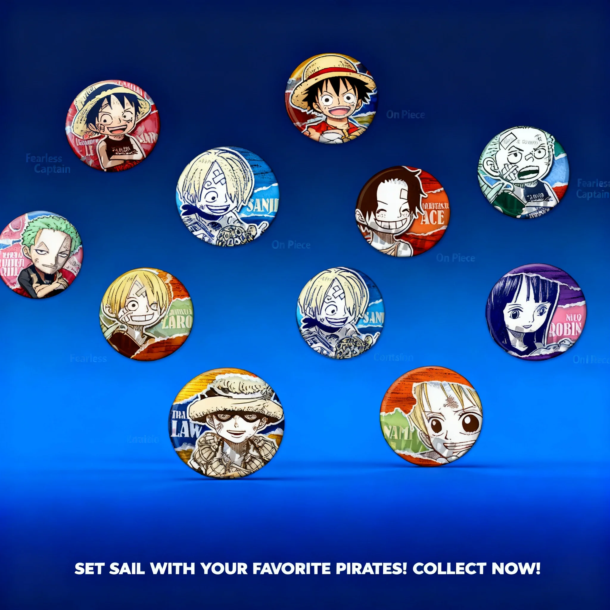 

One Piece Anime Badge Pins Luffy Ace Law Childhood Brooch Pendant Shiny Film Badge Merchandise Otaku Goods