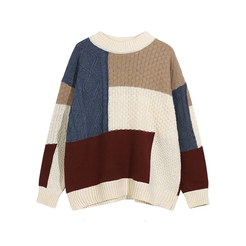 

Свободный крой, мужской трикотаж, круглый свитер Ne, удобный свитер большого размера, дизайн Senation, American Sle, зимняя мода