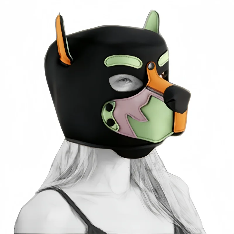 3 colores nuevo cachorro Cosplay perro juegos de rol juegos accesorios de fiesta disfraces para Color goma acolchado cabeza completa fetiche capucha máscara