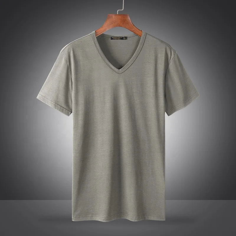 2023 V-Neck Ice Sensation Quick-drying Top T-Shirt New Modal Men's Ice Silk Short-sleeved Summer trendy Brand t shirts for men