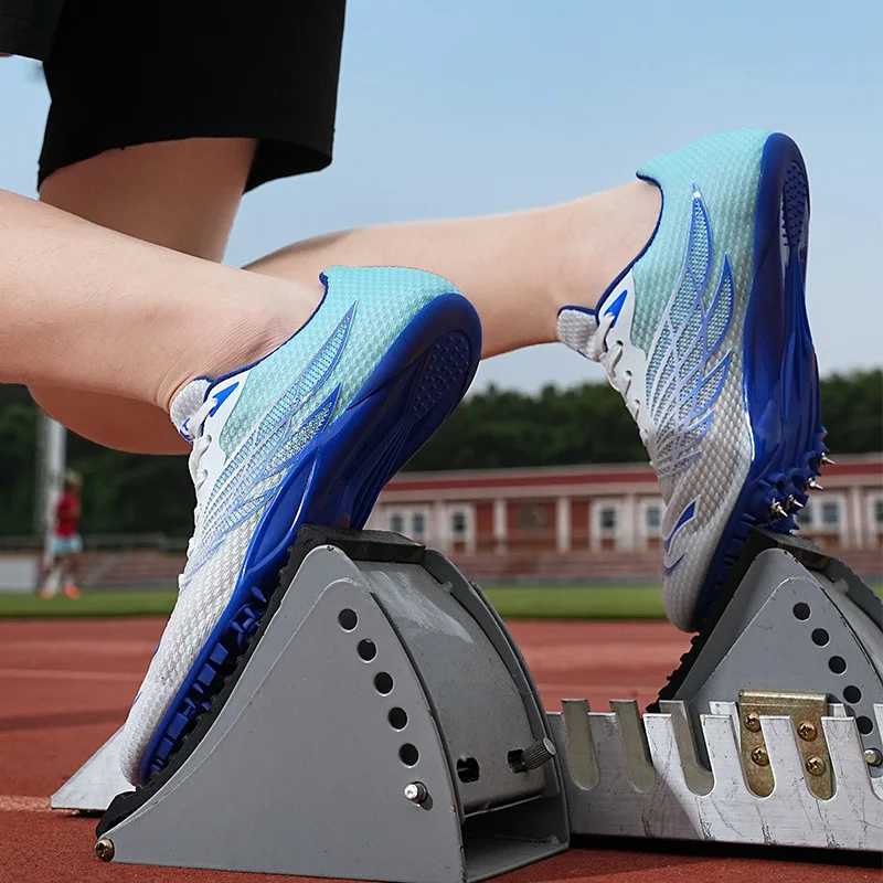 Track And Field Sprint Spikes Women Men Professional Lightweight Breathable Mesh Running Shoes For 100M 200M 400M Competition
