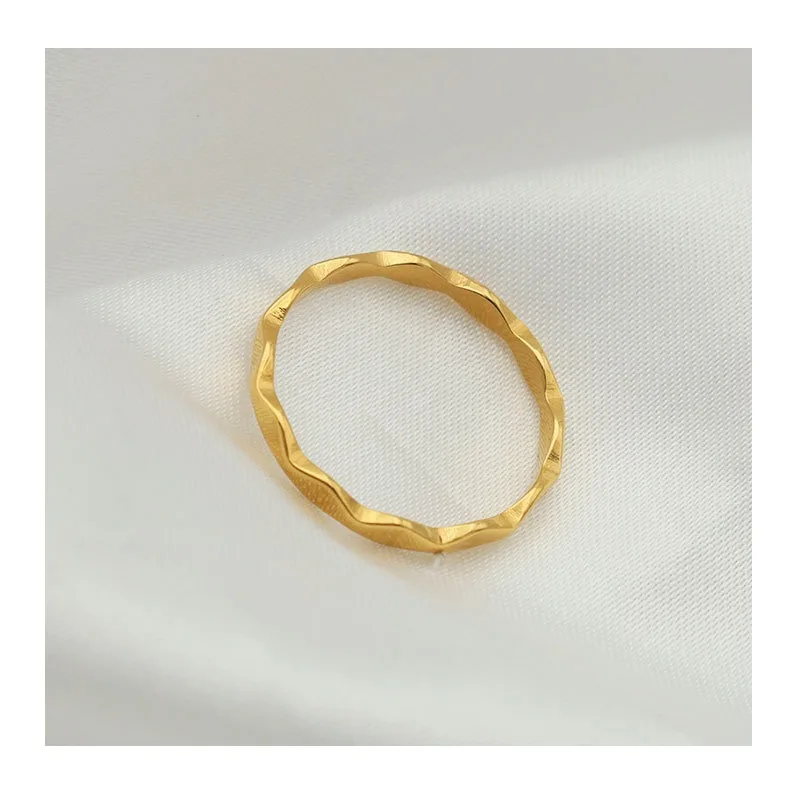 

French Stainless Steel Ring Wind Simple Personality Niche Plain Ring Ring Gold-plated Titanium Steel Jewelry Customization