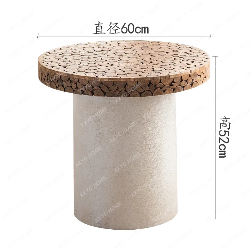 طاولة شاي بخياطة من الخشب الصلب على طراز Ruili B & B طاولة صغيرة فنية مستديرة متعثرة