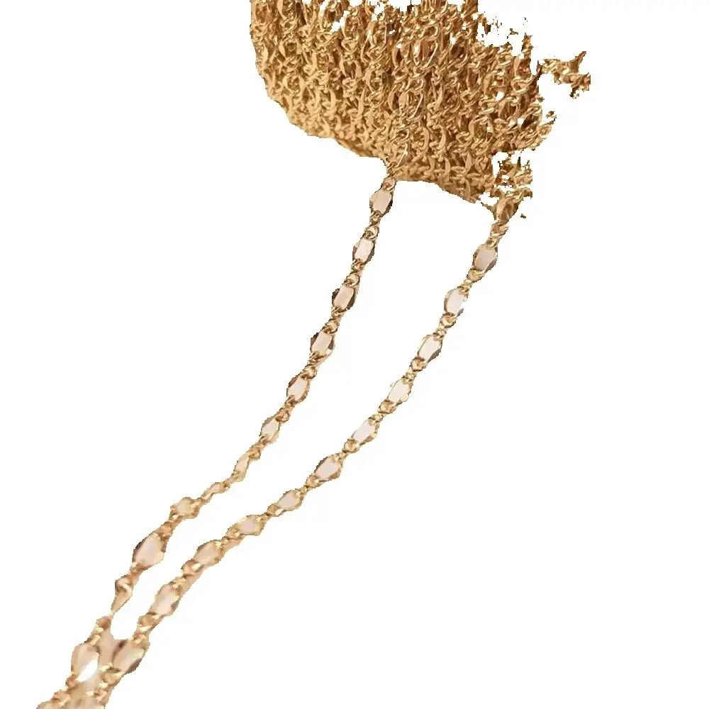 

14K Gold Plated Figaro loose peanut cloud chain DIY jewelry glasses chain decorative