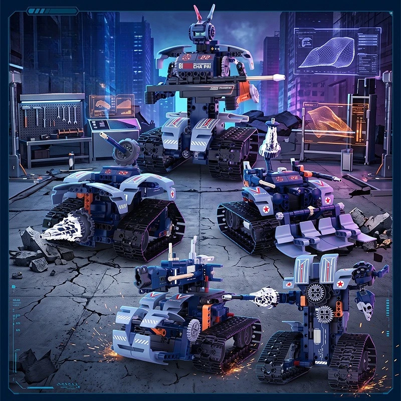 Multi‑Transform Programmable Police Robot Vehicle Building Blocks STEM DIY Model Desktop Decor Collectible Hobby Ornament Gift