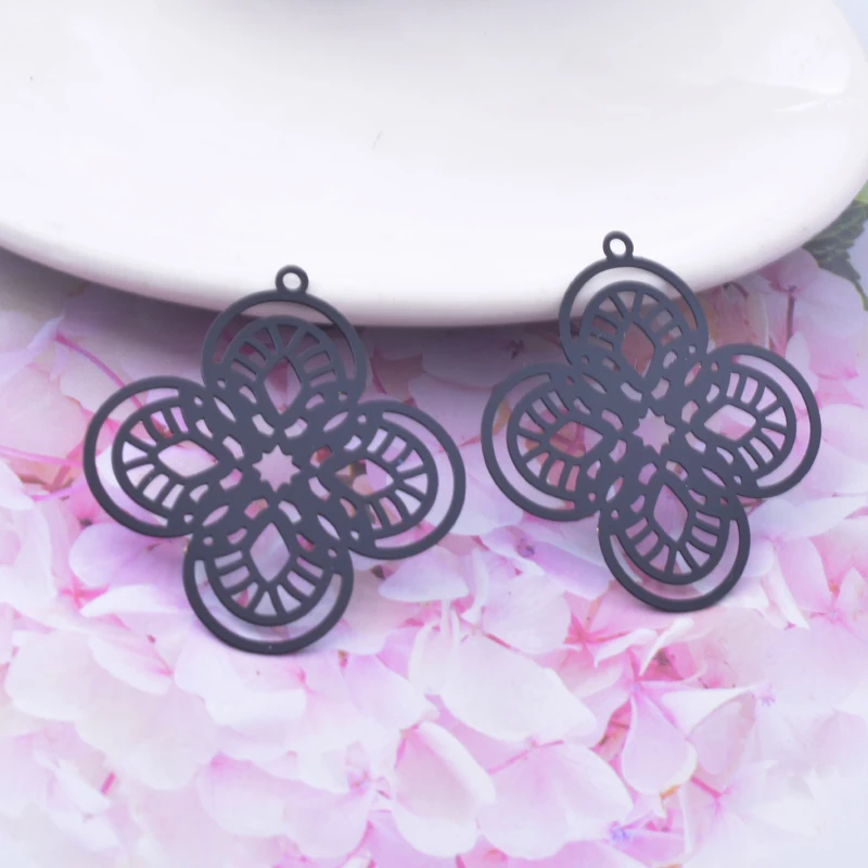 30 Stück/Set AB6757 37*35 Messing Filigran Goldfarben Blumen-Anhänger Schmuckmaterialien Geeignet für DIY-Ohrringe – Detail 11