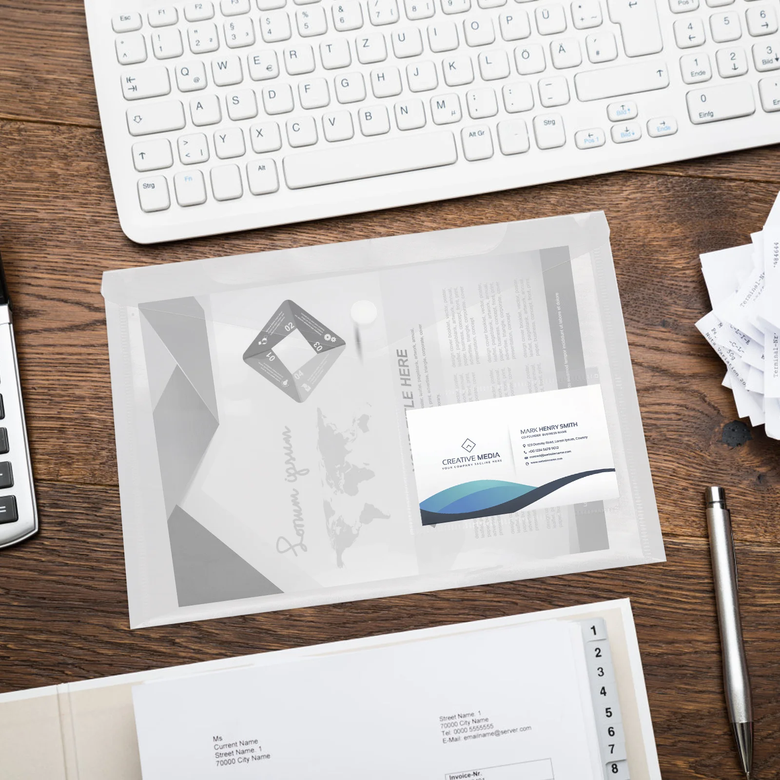 20Pcs Transparent File Organizer A5 Document Storage Bags Snap Button Closure Portable Document Holder for Receipts Tickets