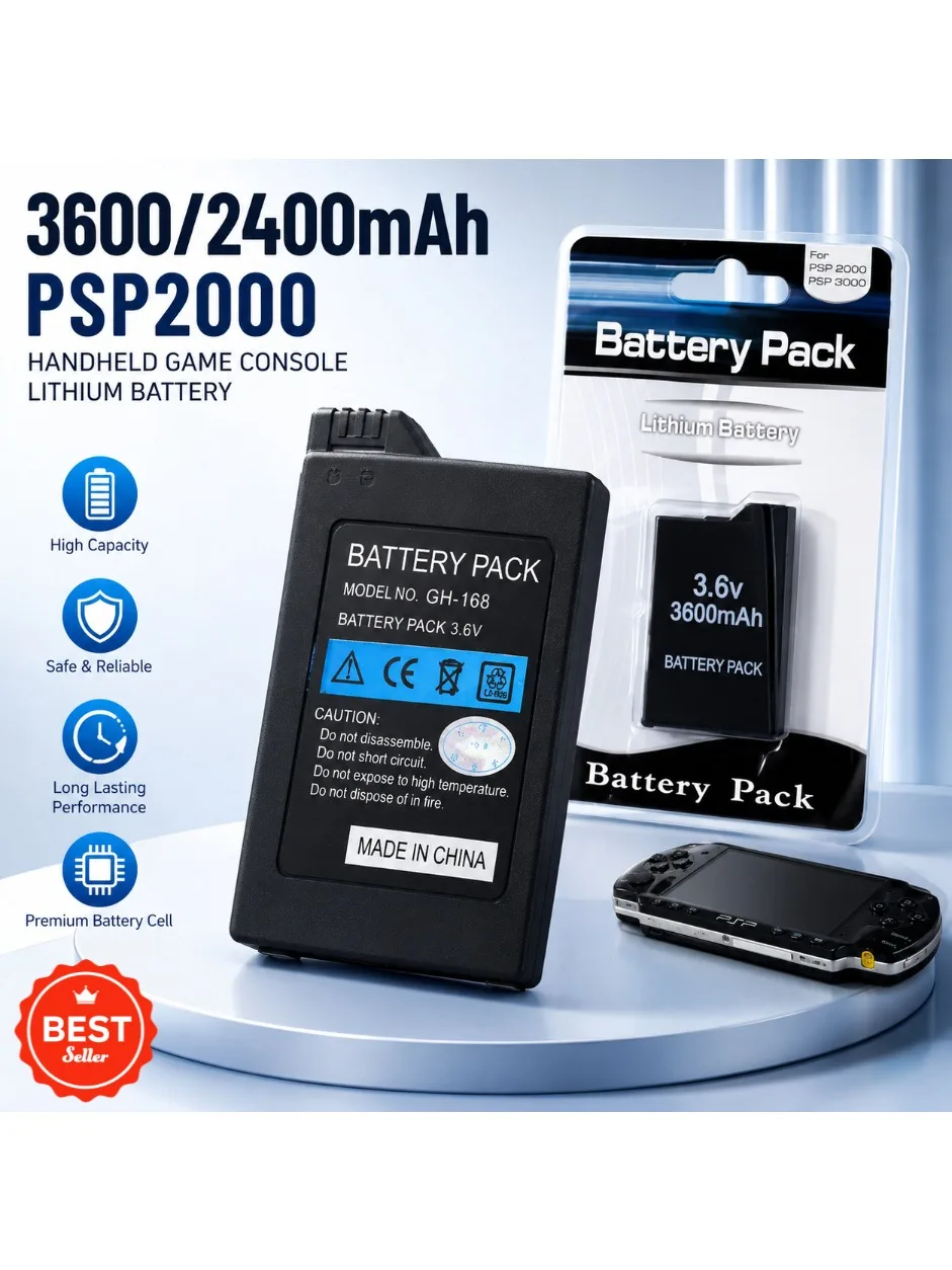 Akumulator litowy 3600/2400mAh do konsoli przenośnej PSP2000, zamiennik baterii do PS Lite PSP-2PSP-3004 — zdjęcie produktu 7