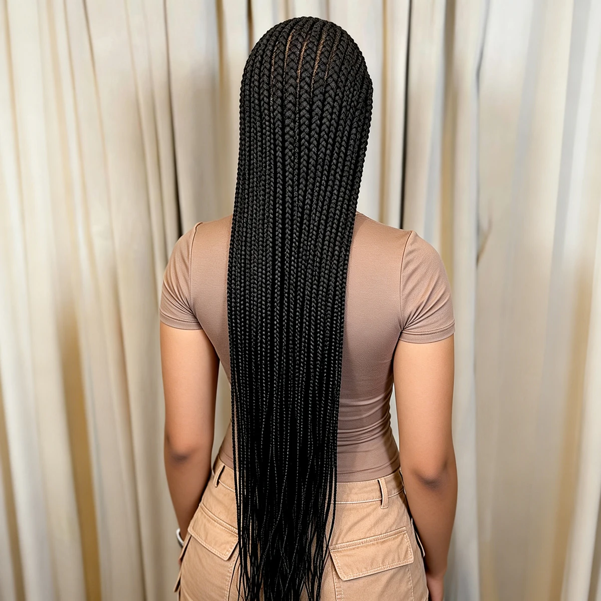 36inch Full Lace Natural Cornrow Braided Wigs Synthetic Braiding Hair Wigs Box Braided Lace Wigs with Baby Hair for Black Women