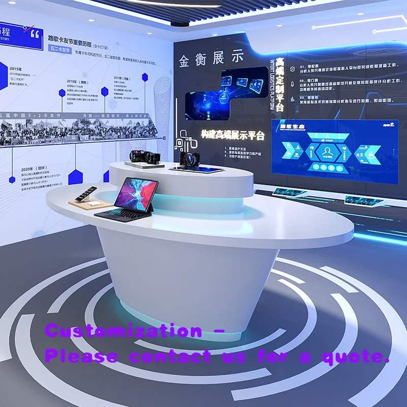 custom.Customized Modern MDF Island Display Cabinet Technology Experience Company Product Table School Hospital Showroom Boo