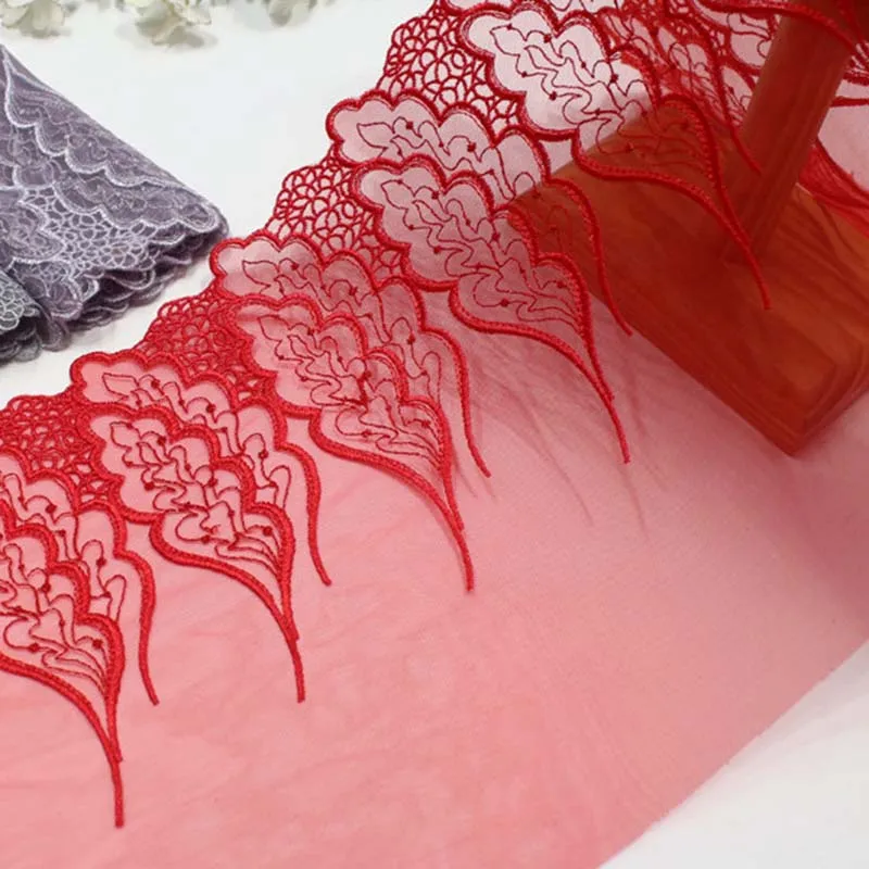 54/38/41Yards Red Embroidery Lace Trim DIY Craft Sewing Supplies Skirt Hem Decoration Accessories Wedding Lace Fabric
