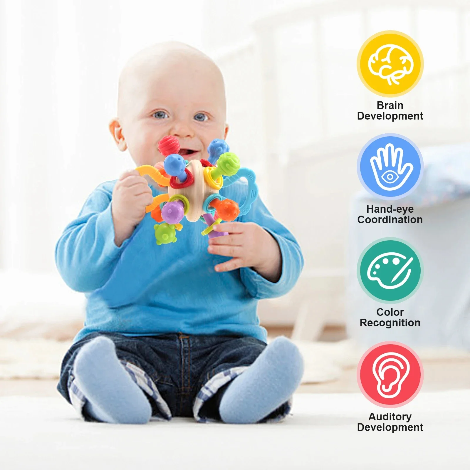 Juguete para bebé Manhattan bola redonda de silicona suave Bola de agarre de mano sonajero Infantil mordedores masticables juguetes para bebés de 0 a 12 meses