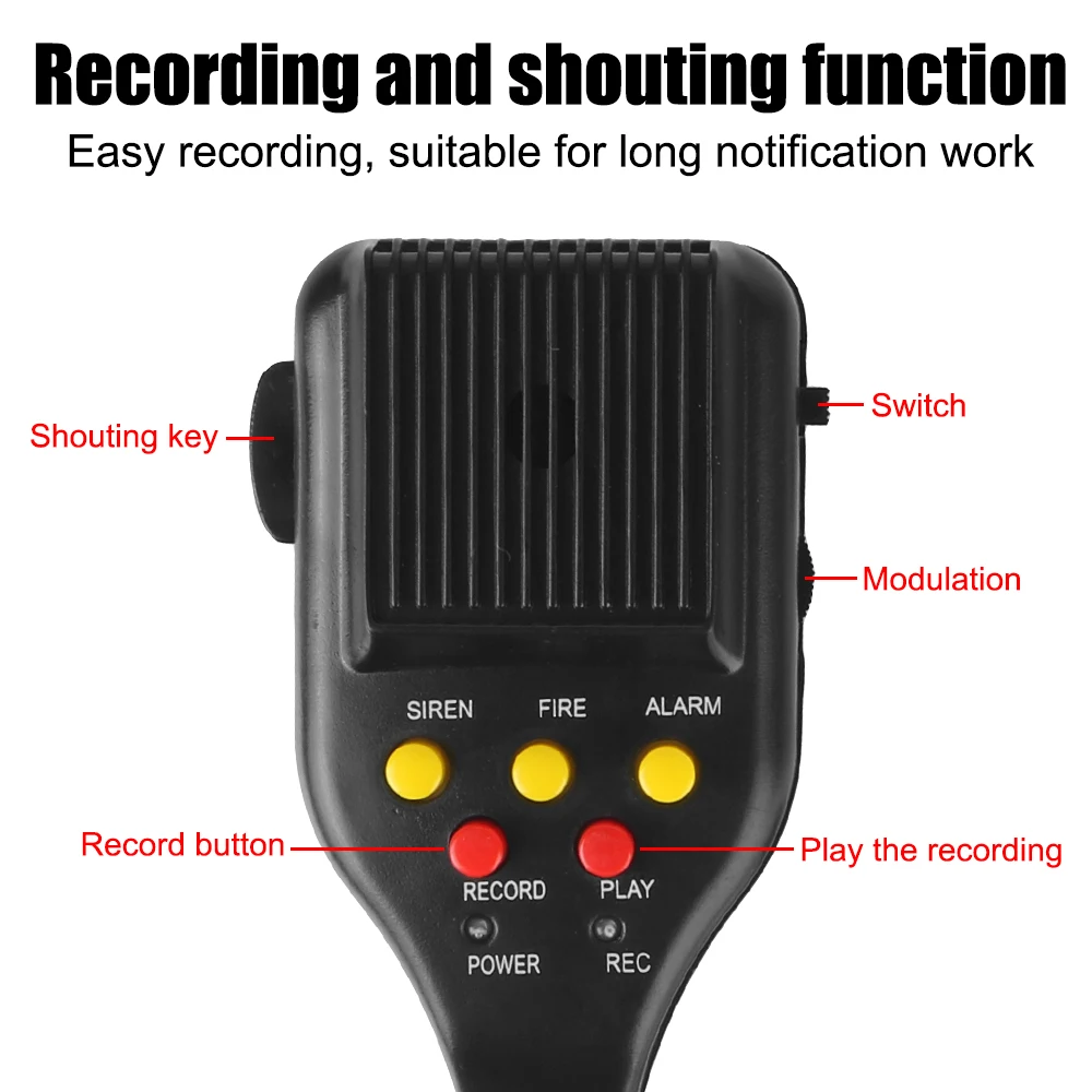 Air Horn Megaphone Car Horn Police Fire Siren for Police Firemen Car Warning Alarm 7-Sound Loud Horn Loudspeake 12V Speaker