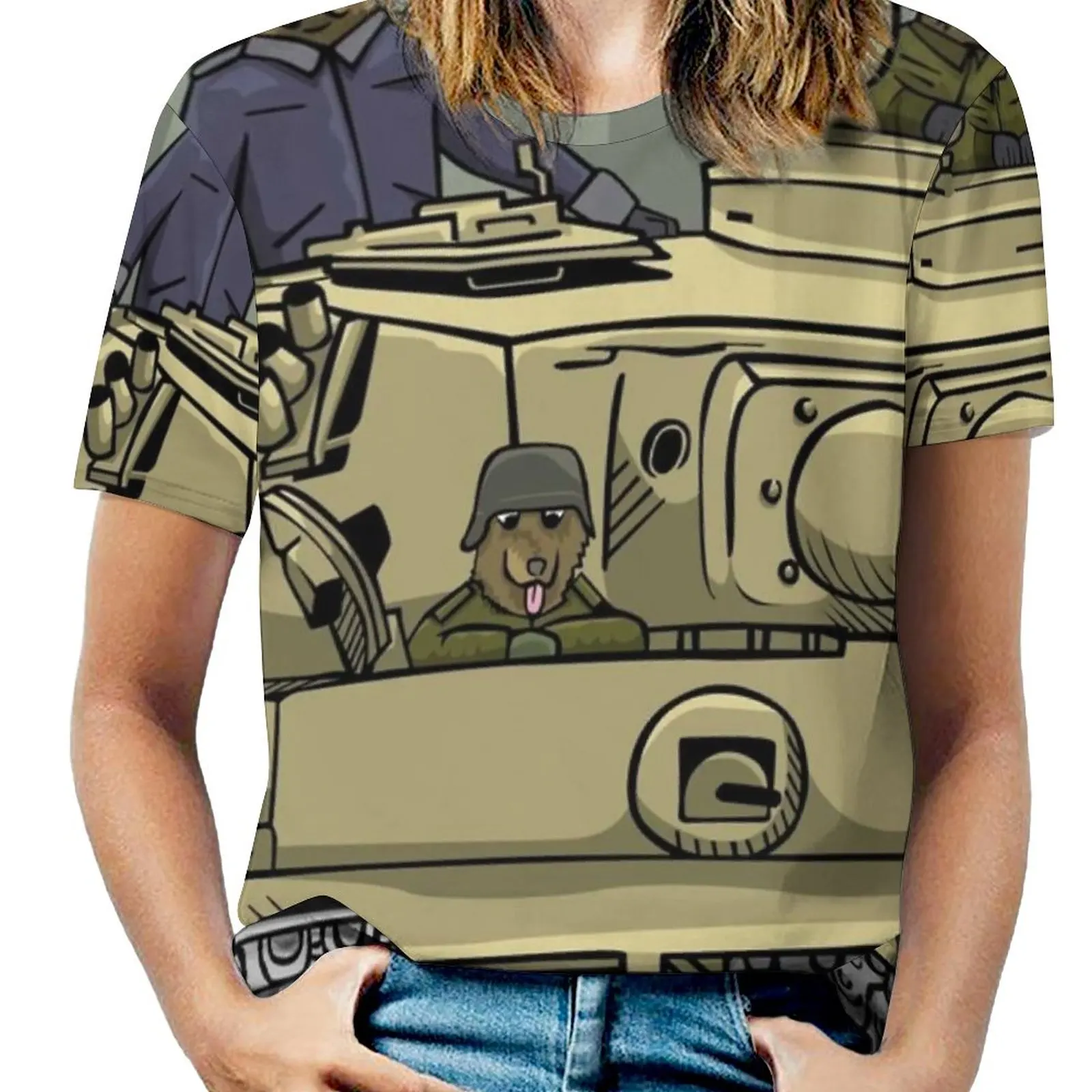 The Dogs Of War : Tiger Tank Woman'S T-Shirt Spring And Summer Printed T Shirts Crew Neck Pullover Top Dog War Hound German