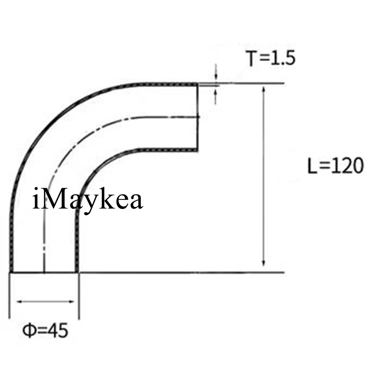 

1-3/4 дюйма, нержавеющая сталь 316, сварочный наружный диаметр 45 мм, санитарный коленчатый фитинг длиной 90 градусов