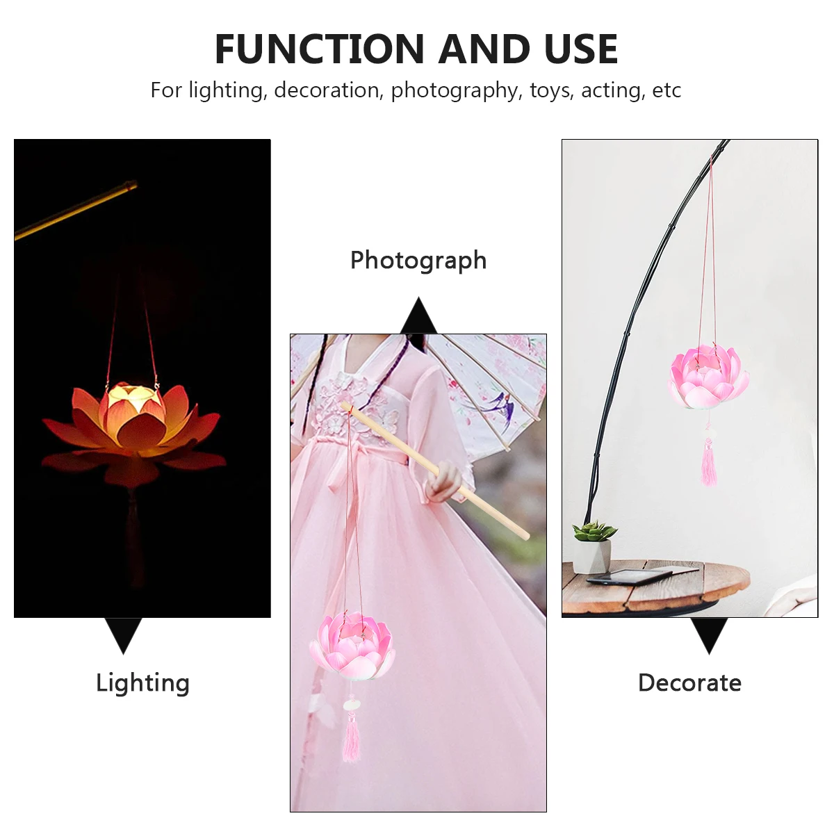

Hand-held Lotus for Festive Decorative Lantern Lanterns Props Pink Lovely Shape Light
