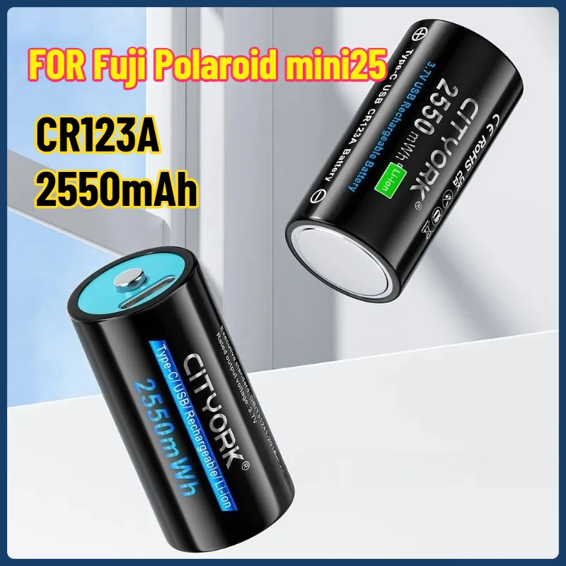3.7V 2550mah Battery CR123A 16mmX35mm Rechargeable Battery with USB Inport for RCR123 RCR123A LED Flashlight