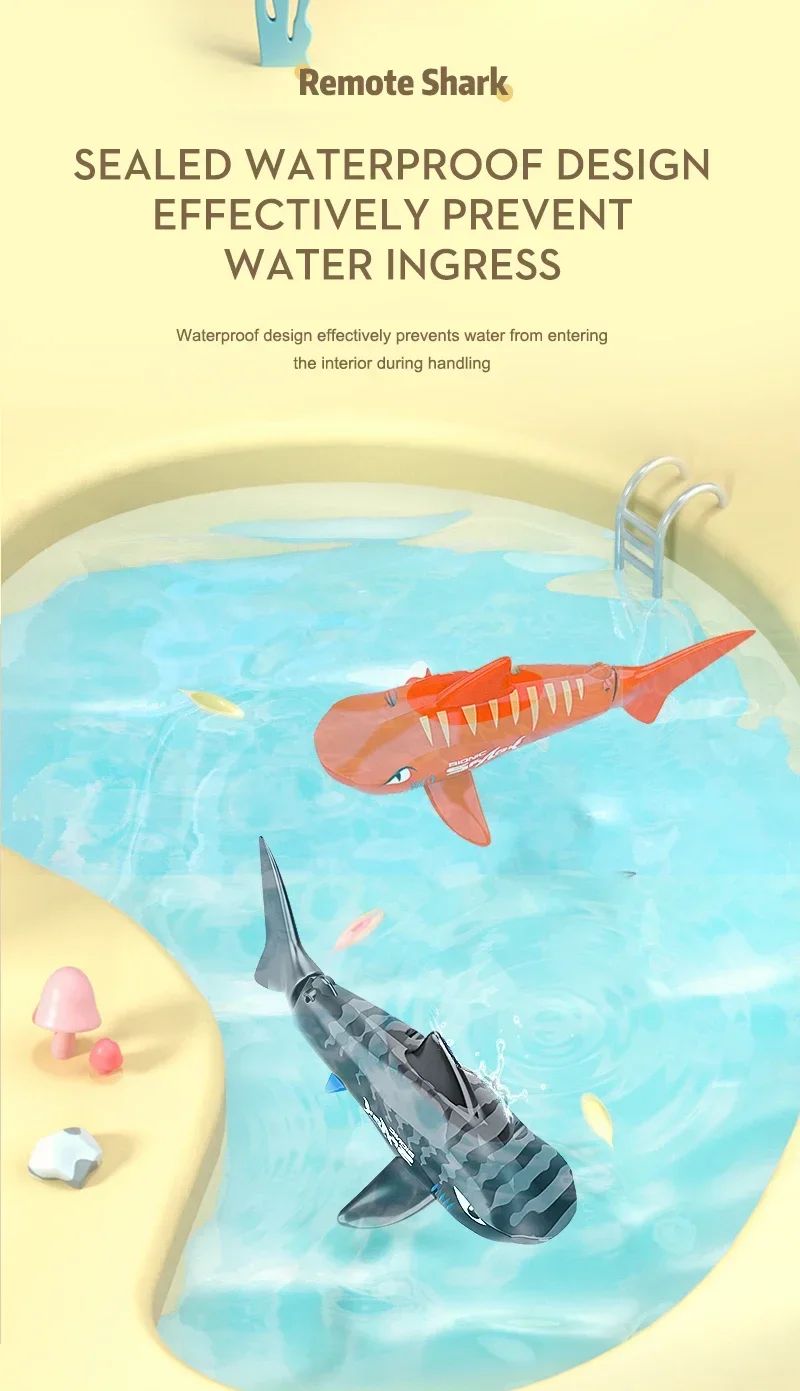 Rc requin électrique télécommande animaux jouet pour enfants garçons enfants cadeaux animaux poisson piscines bain sous-marin noël