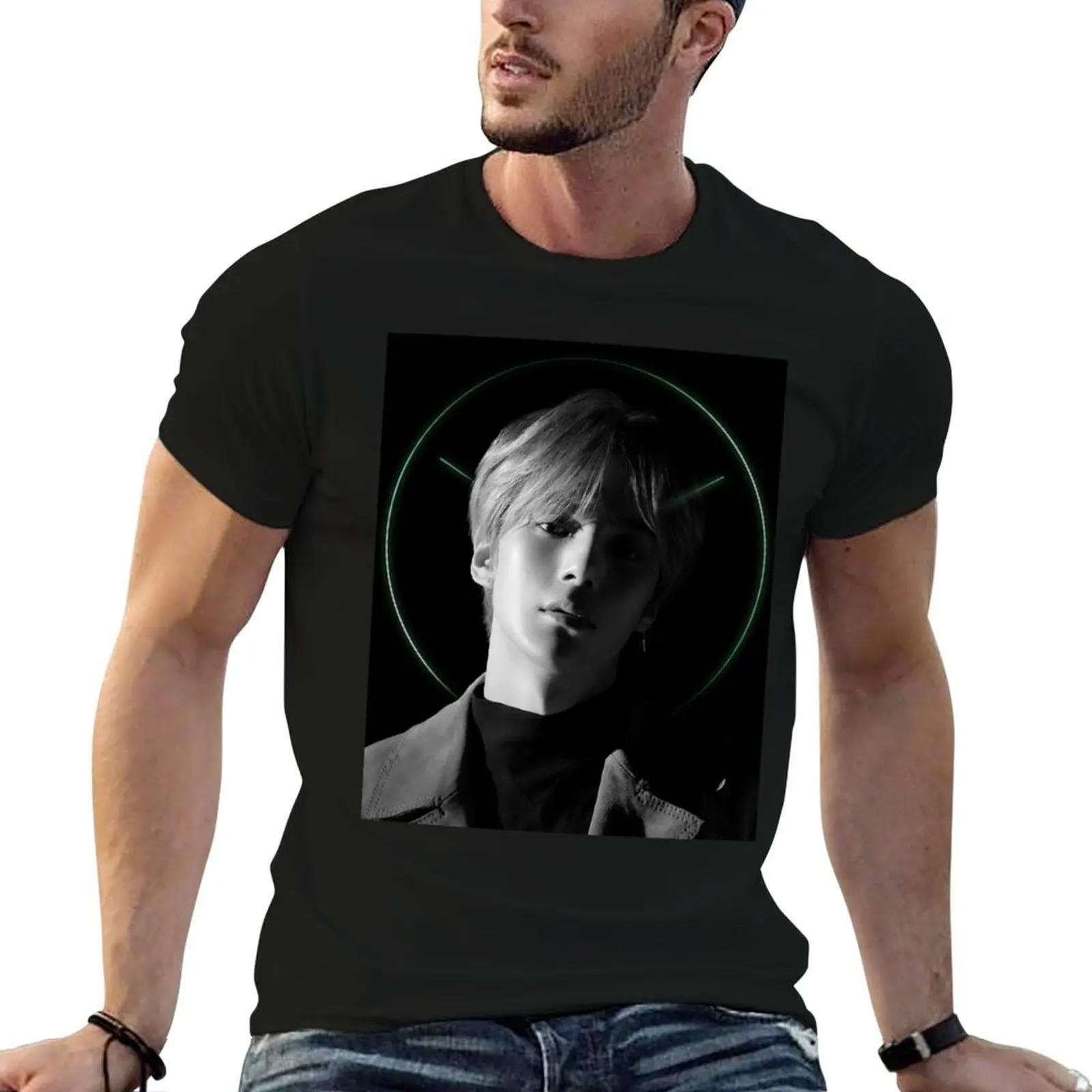 Minhyuk (Connect B&W) T-Shirt plus sizes hippie clothes plain black t shirts men