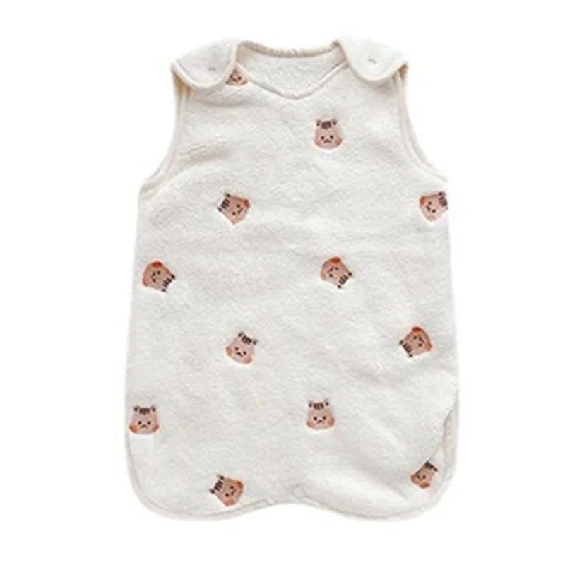 Baby Sleep Bag Sleeveless Sleepsack Thicked Flannel Vest Designed Anti-kick Quilt Cartoon Split Leg Warm Sleeping Bag