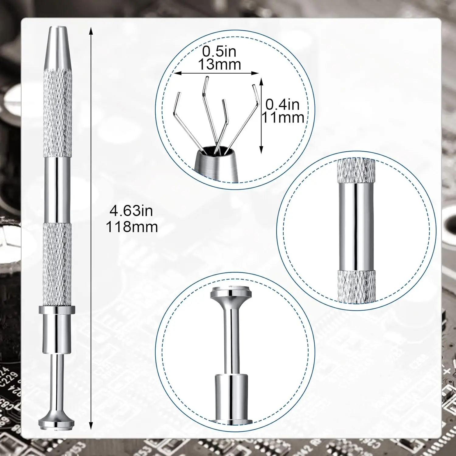 Premium 1pc Stainless Steel 4 Prong Grabber Tweezers for Small Parts Pickup Electronics Nails Clamping Precision Handling Tool