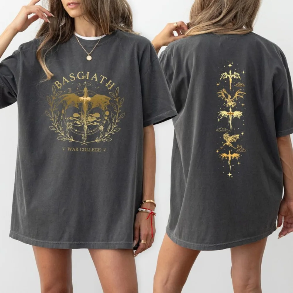 Basgiath War College 2 Sides Shirt Fourth Wing T-Shirt Dragon Rider Shirts Fourth Wing Violet Sorrengail Tee Men Women Tops