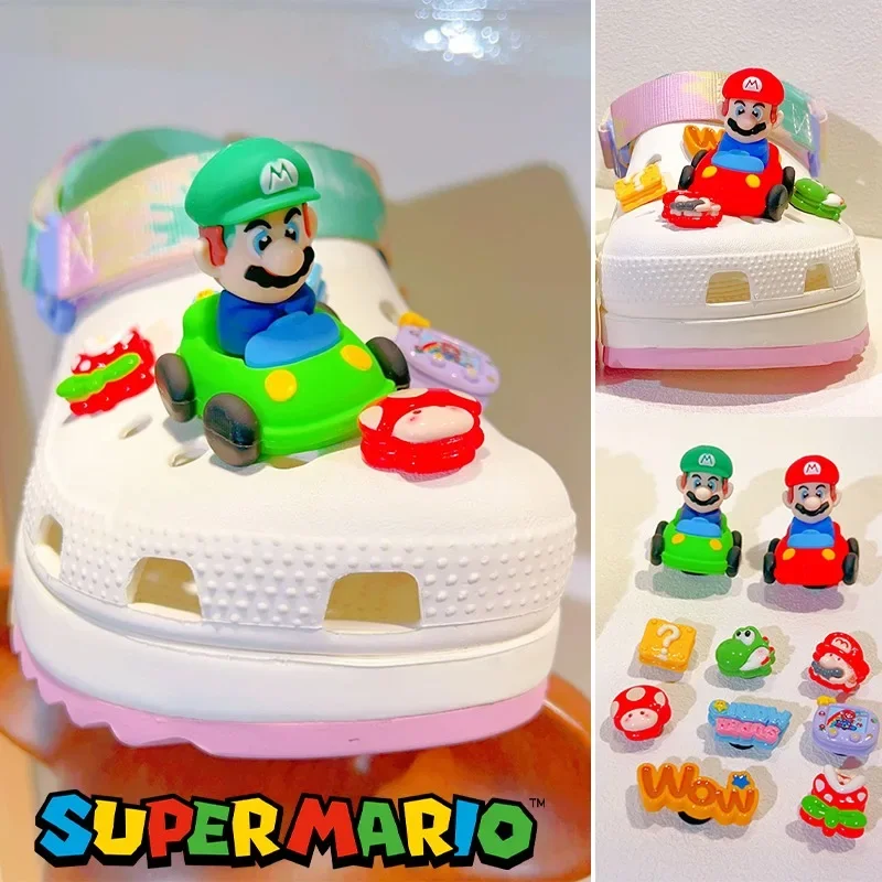 Amuletos para zapatos de Super Mario Bros, accesorios para sandalias con agujeros DIY, muñeca bonita creativa de Anime, zapatos divertidos de dibujos animados, alfileres, decoración con hebilla