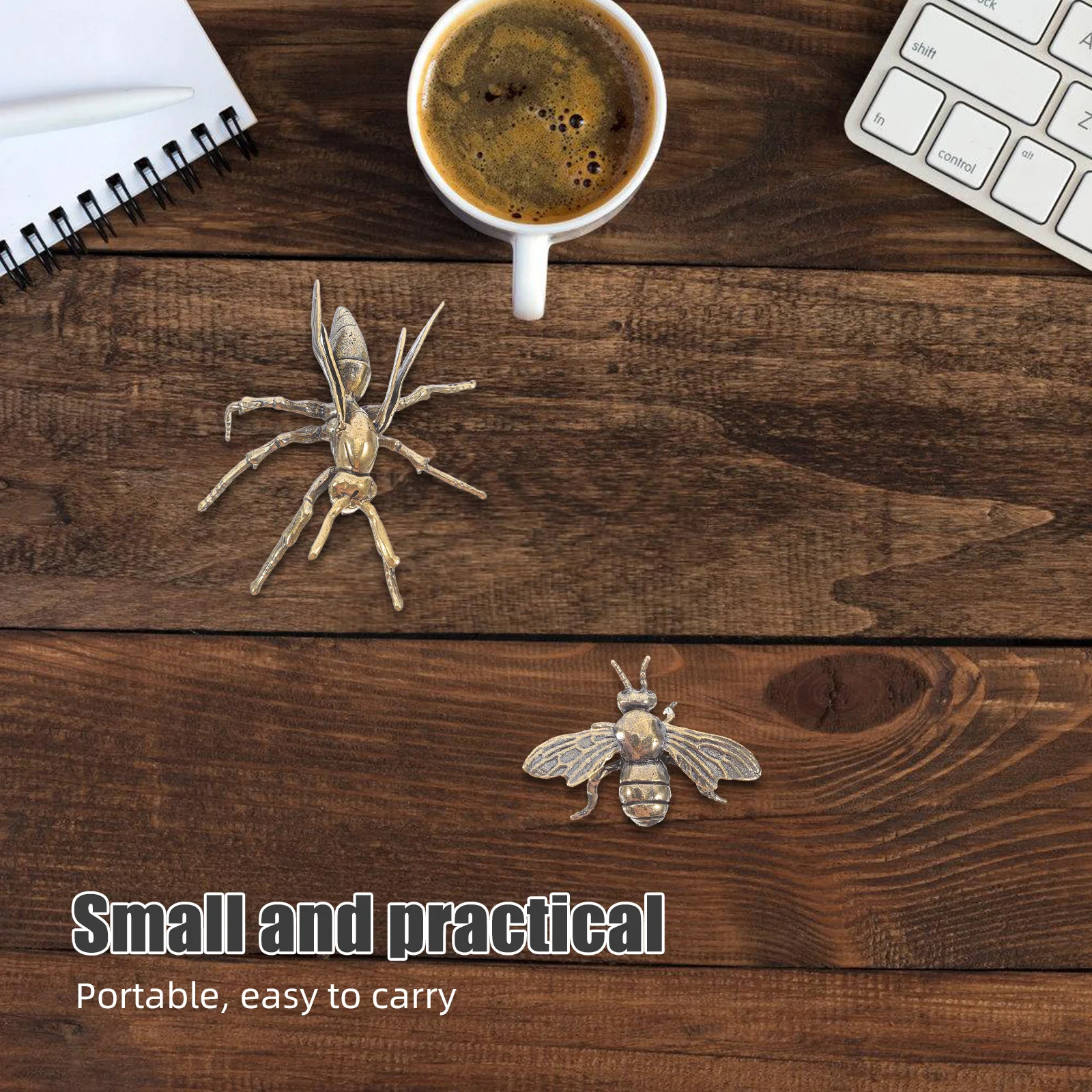 

2pcs Brass Desk Ornaments Vintage Bee Wasp Figurines For Office Home Decor Miniature Animal Sculptures Brass Decor