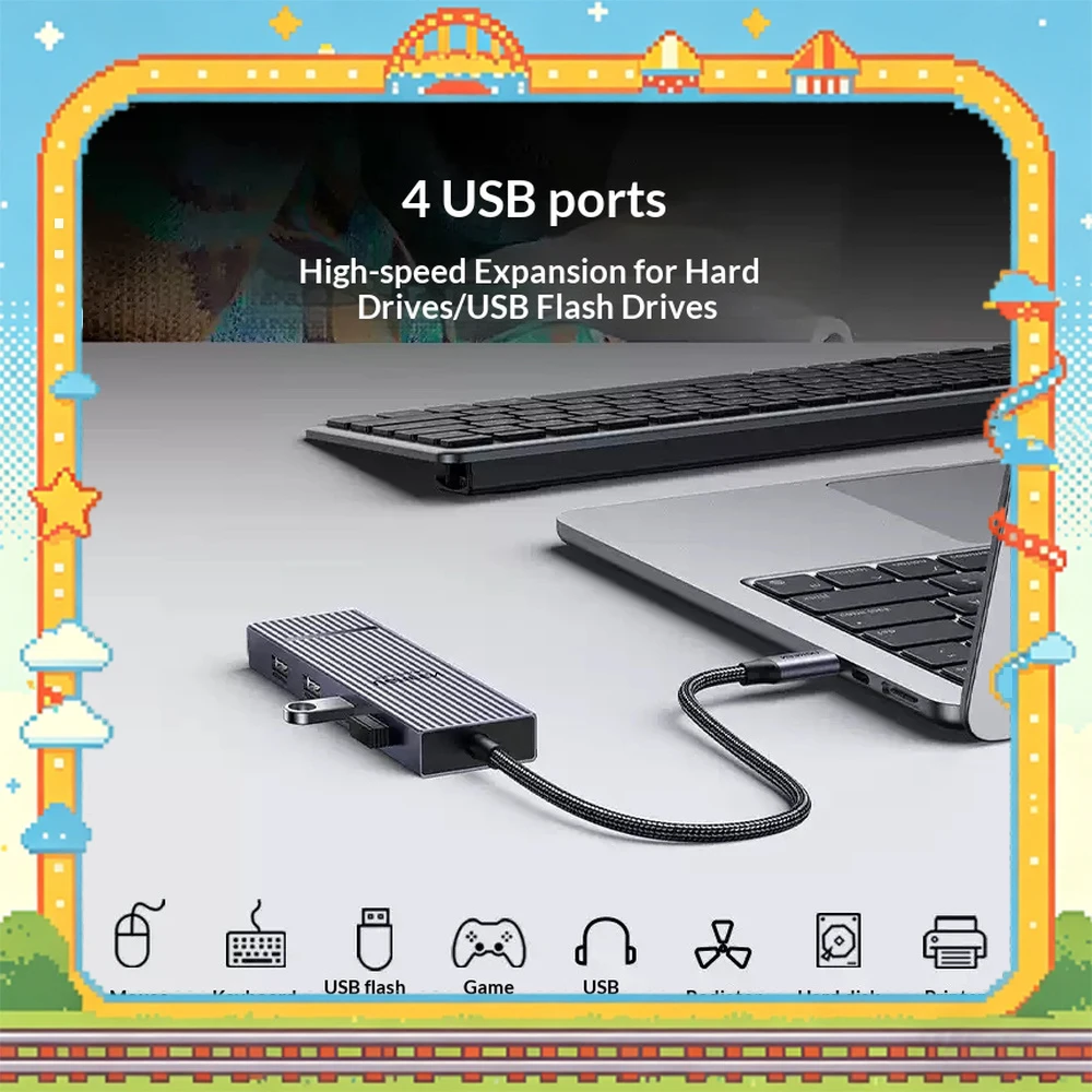 UGREEN CM880 55610 7 in 1 USB C Hub 4K 60Hz HDMI 8K 30Hz DisplayPort 100W PD 4 USB A Docking Station Multiport Adapter for PC.
